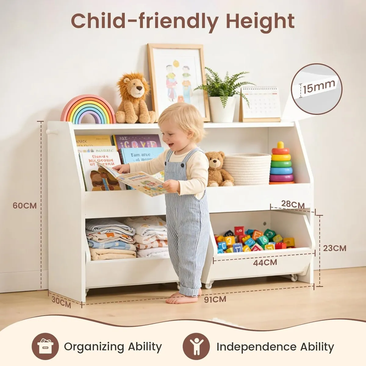Kids Toy Storage Unit Cabinet with 2 Drawers - Image 2