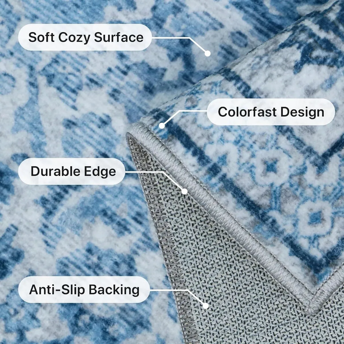 Extra Large Washable Rugs Vintage Area - Image 3