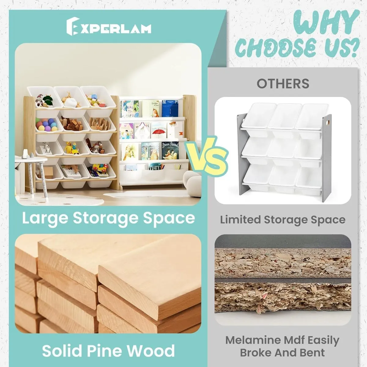 Toy Storage Organiser with Bookshelf 12 Bins - Image 4