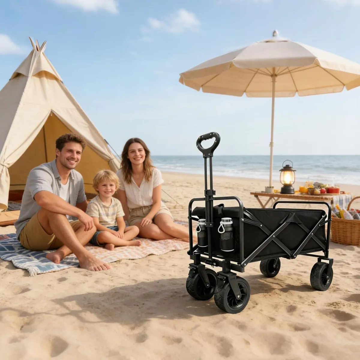 250L 200KG Festival Trolley Camping Beach Wagon - Image 2