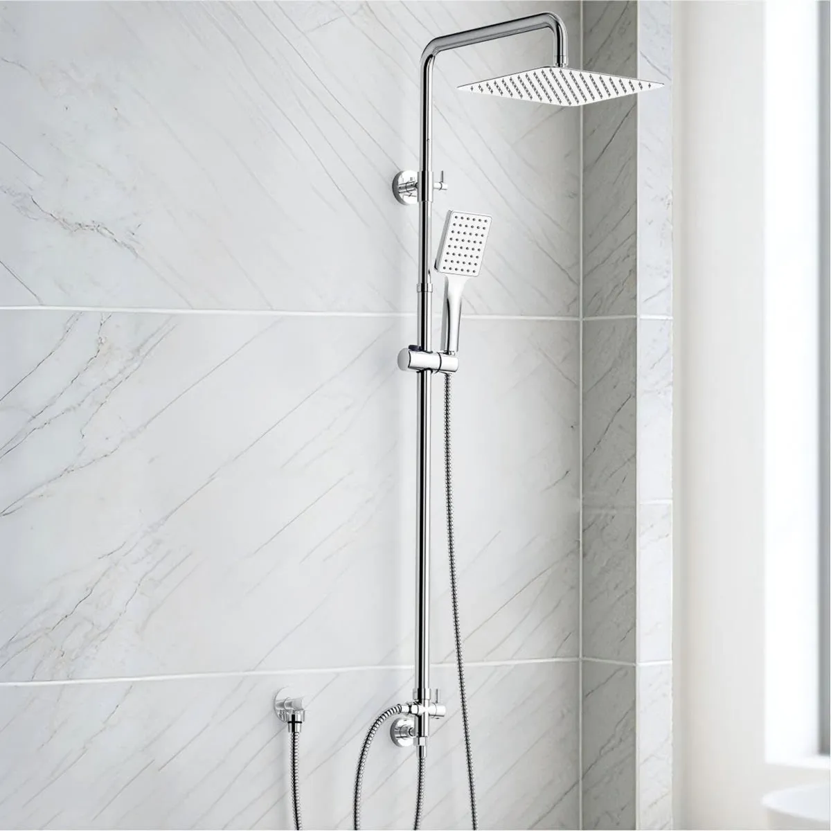 Shower Riser Rail Kit Square Overhead - Image 1
