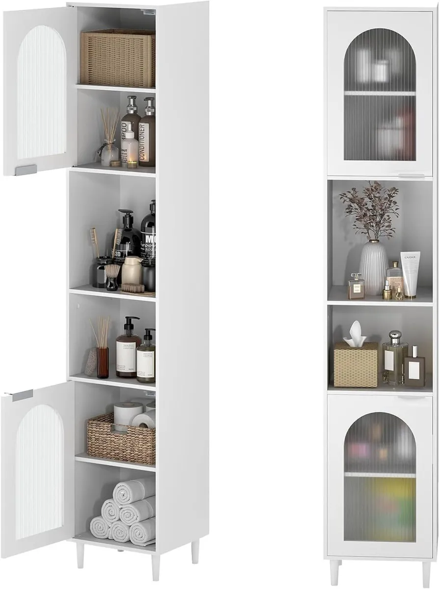 Bathroom Tall Cabinet Freestanding Slim Storage - Image 1