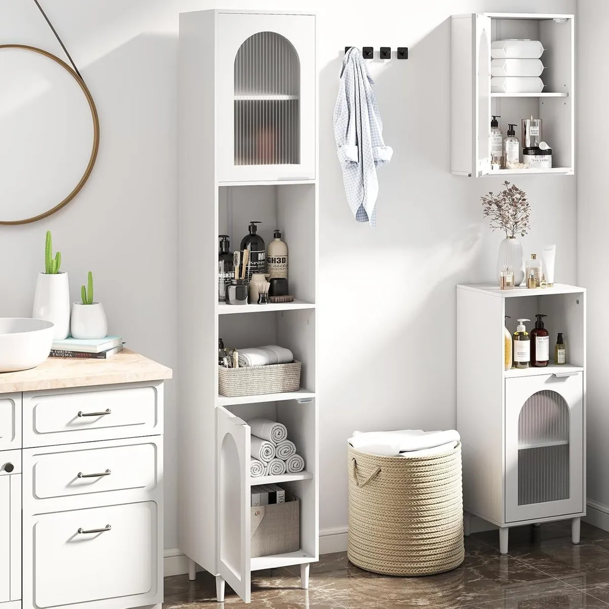 Bathroom Tall Cabinet Freestanding Slim Storage - Image 2