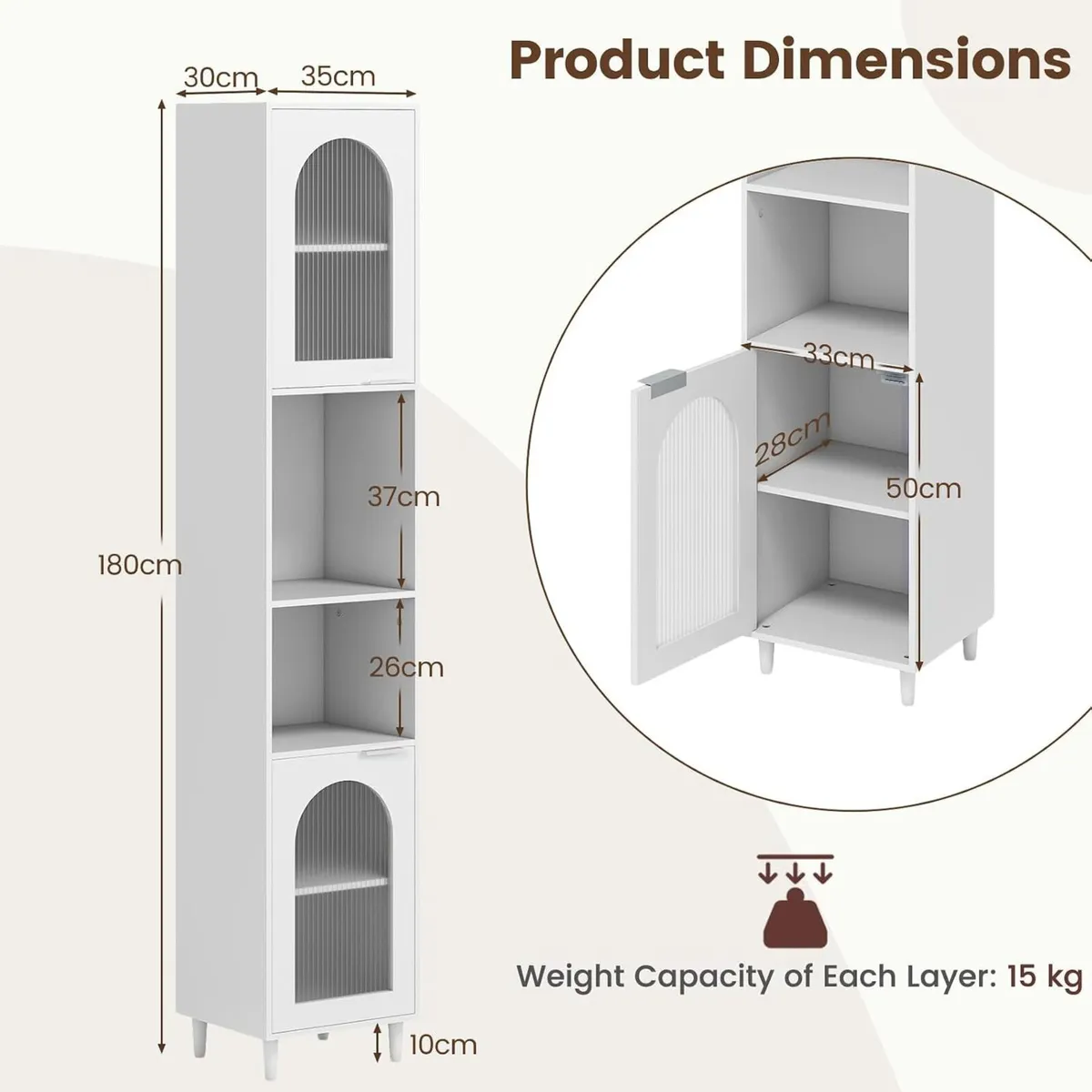 Bathroom Tall Cabinet Freestanding Slim Storage - Image 3