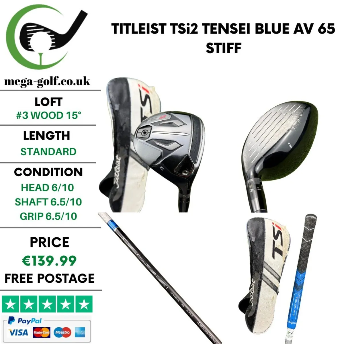 Titleist TSi2 #3 Wood 15° /Tensei Blue AV 65 Stiff - Image 1