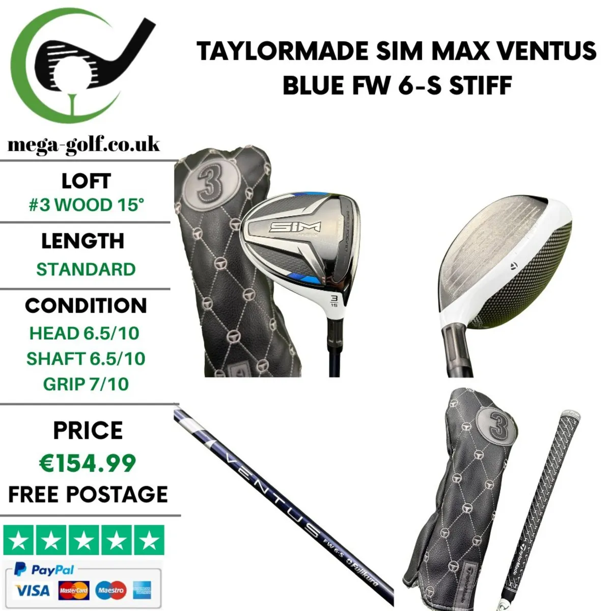 Taylormade Sim Max #3 Wood 15° / Stiff - Image 1