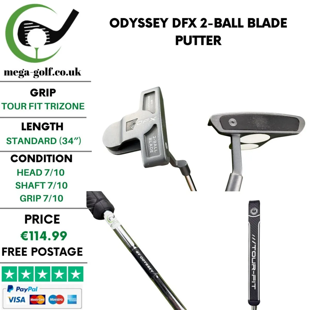 Odyssey DFX 2-Ball Blade Putter / 34" - Image 1