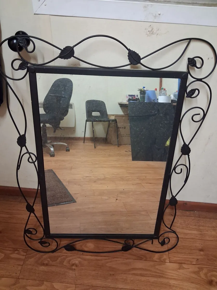 Black metal frame mirror