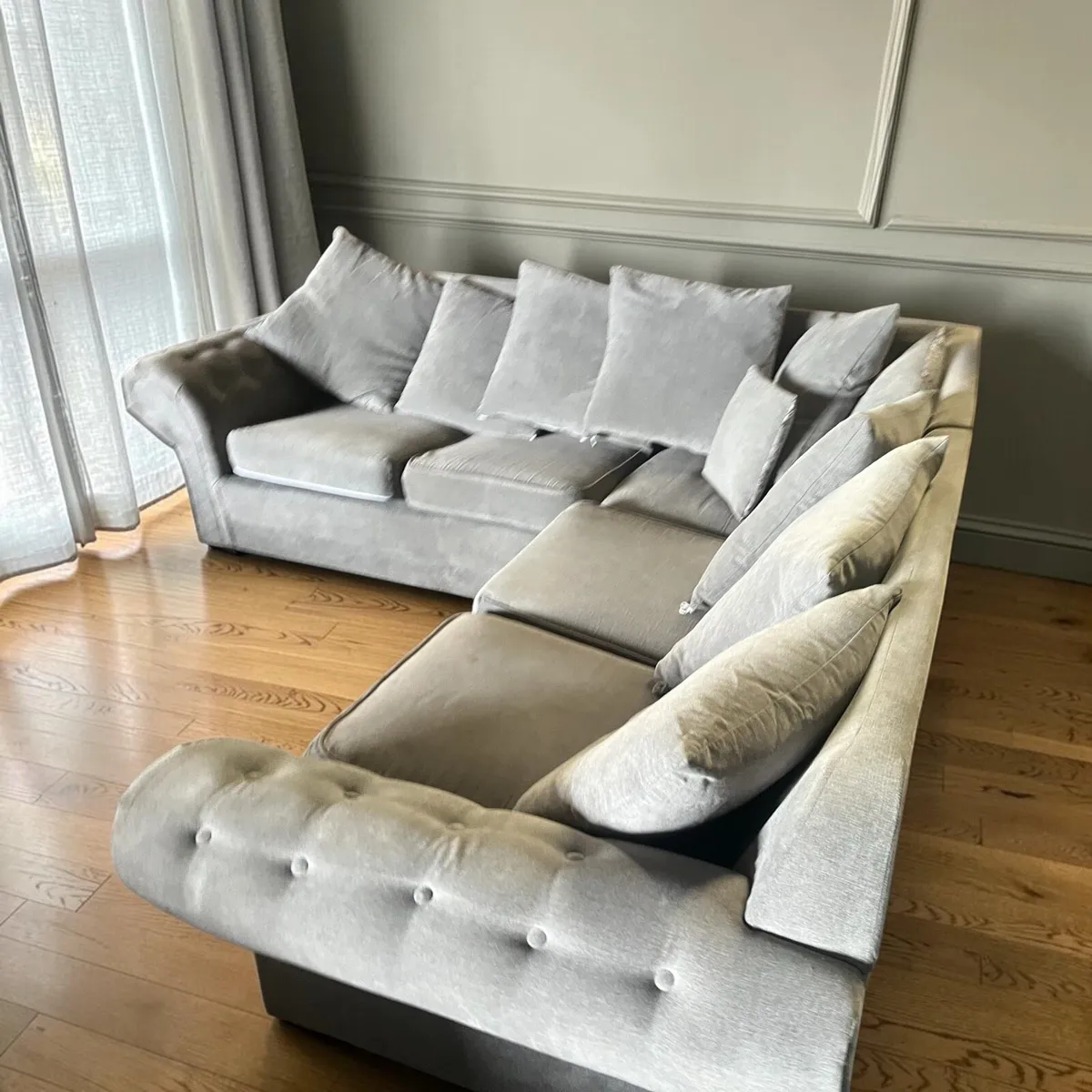 Grey corner sofa set couch - Image 1
