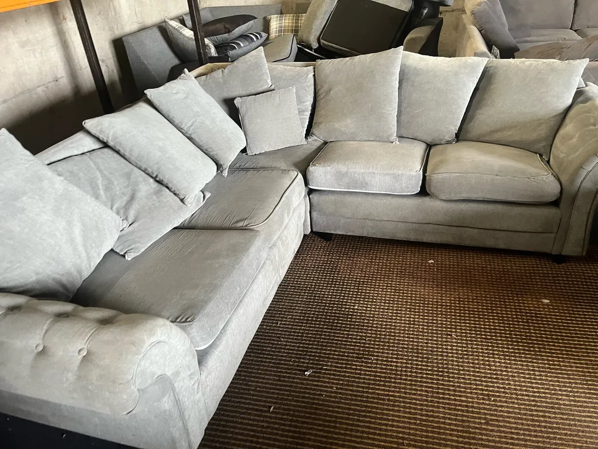 Grey corner sofa set couch - Image 3
