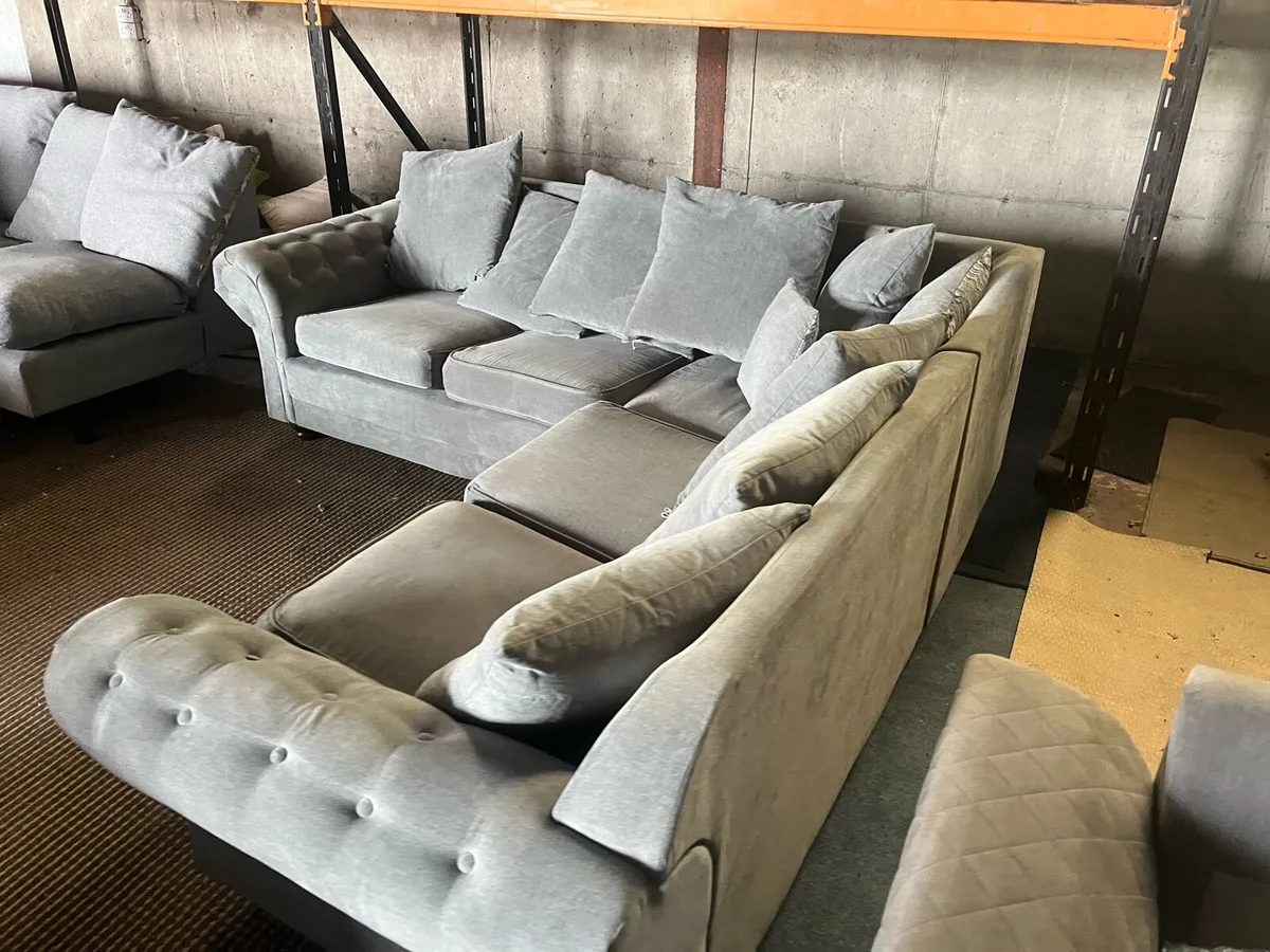 Grey corner sofa set couch - Image 4