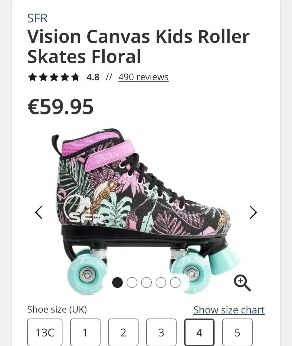 SFR Vision Canvas Kids Roller Skates Floral - Image 1