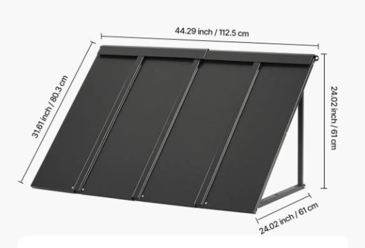 Fixed Metal Door & Window Awning 112.5 X 59cm Blac - Image 2
