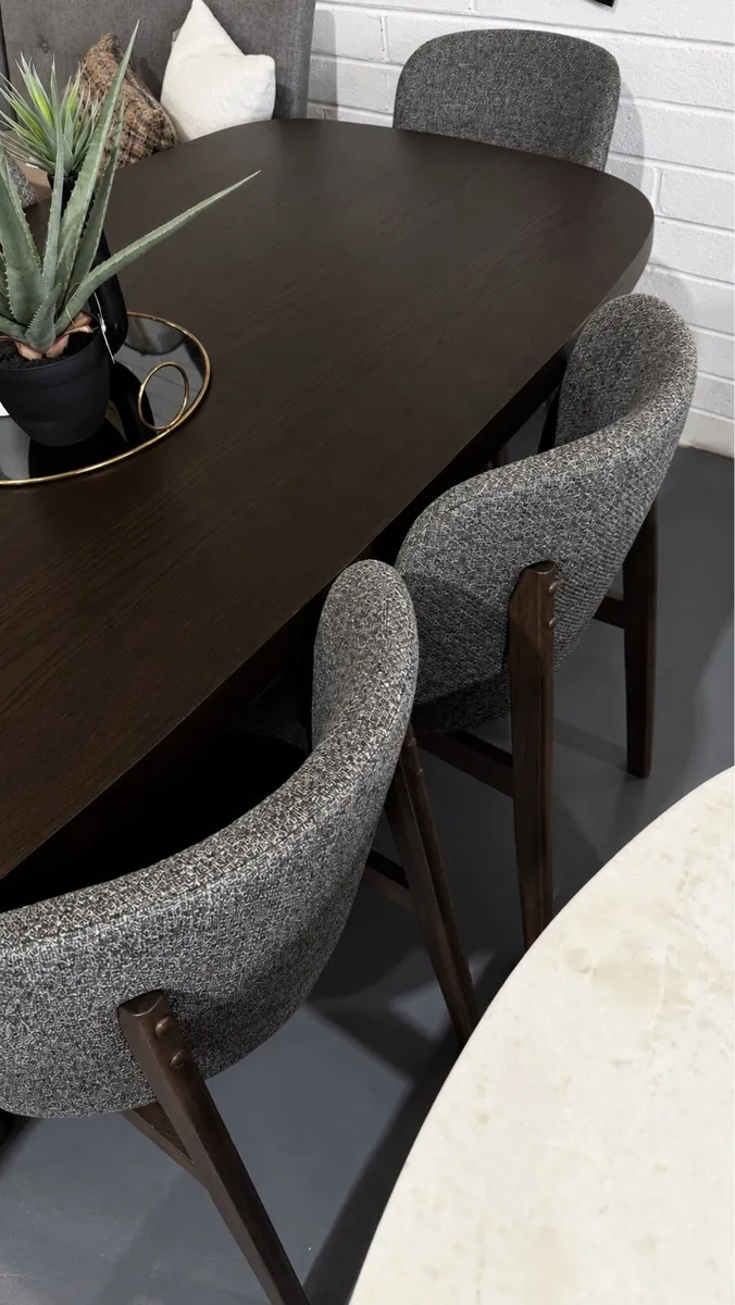 210cm Scandinavian Oak Dark Brown Dining Table - Image 1