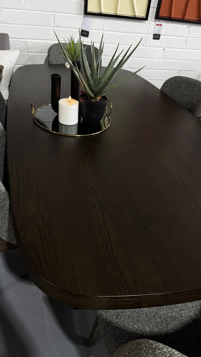 210cm Scandinavian Oak Dark Brown Dining Table - Image 2