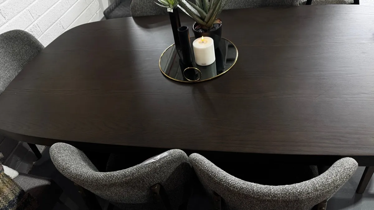 210cm Scandinavian Oak Dark Brown Dining Table - Image 3