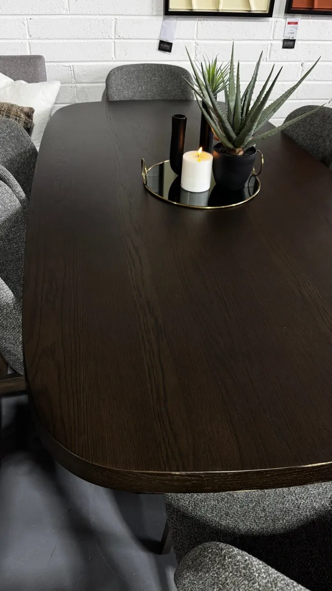 210cm Scandinavian Oak Dark Brown Dining Table - Image 4