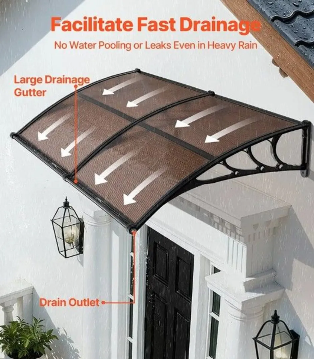 Polycarbonate Door & Window Awning – 198 × 96cm Br - Image 4