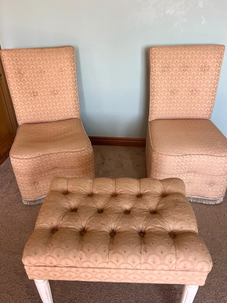 Two bedroom chairs and matching stool - Image 1