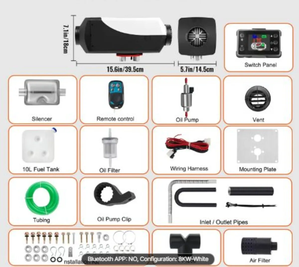 12V Diesel Parking Heater, 5-8KW Diesel Air Heater - Image 2