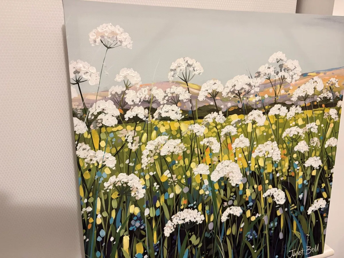 Janet Bell signed floral canvas - Image 1