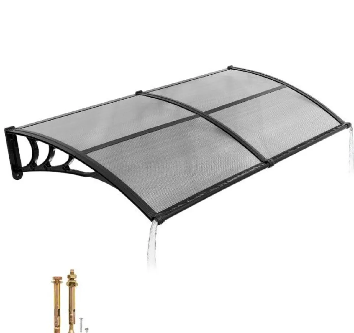 Fixed Metal Door & Window Awning 112.5 X 59cm Blac - Image 3