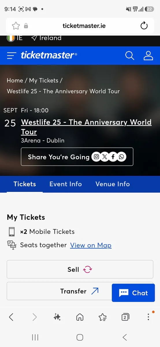 Westlife Tickets seated Friday 25th Sept - Image 1