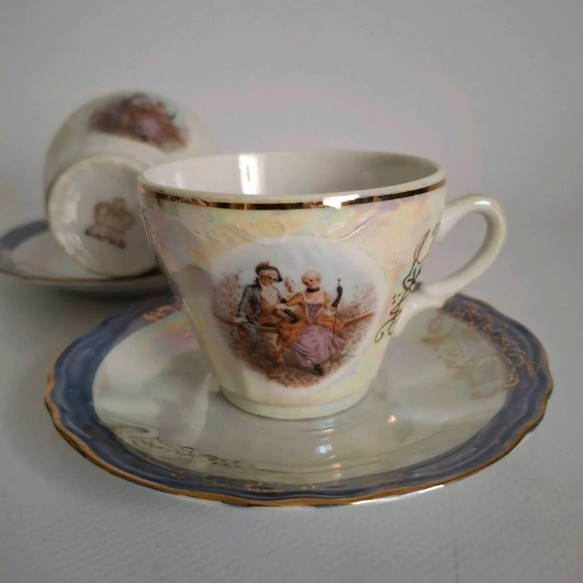 Japanese Lusterware Cups & Saucers - Image 1