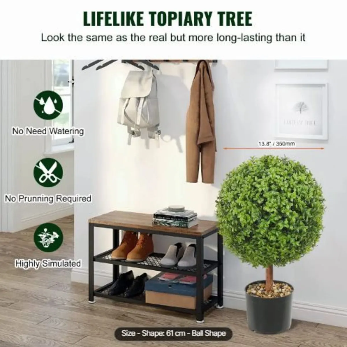 Artificial Topiaries Boxwood Trees, 24 inch - Image 3
