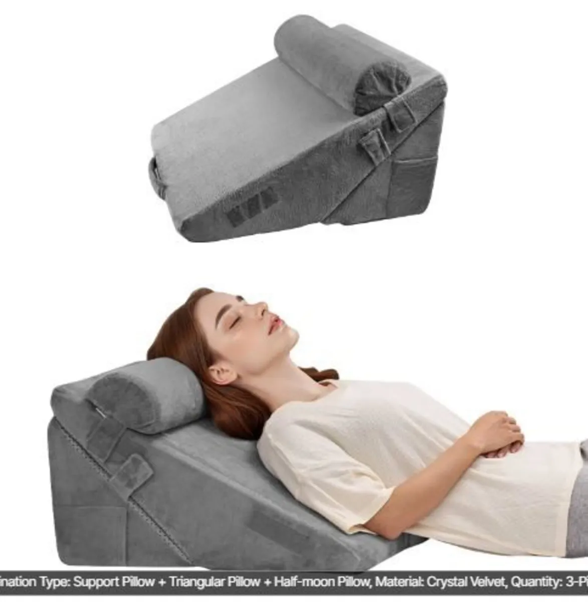 Bed Wedge Pillow for Sleeping, 3 Pcs - Image 3