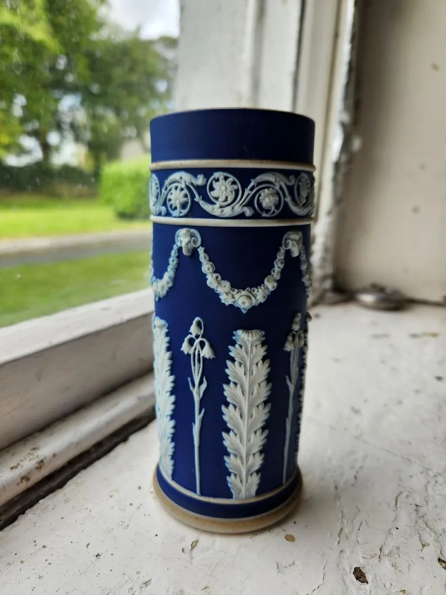 Antique Wedgwood Blue Jasperware Spill Vase c.1891 - Image 3