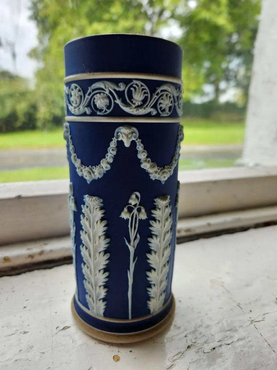 Antique Wedgwood Blue Jasperware Spill Vase c.1891 - Image 4