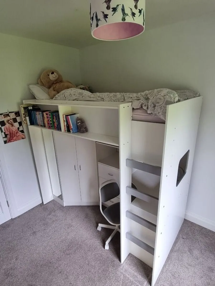 High Sleeper bed, chest of drawers, IKEA storage box - Image 4