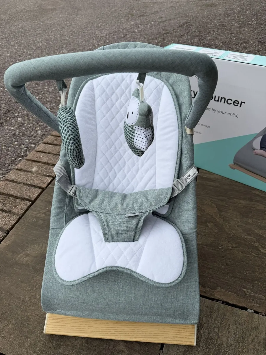 Nested Gravity Wooden Baby Bouncer Sage Green - Image 2