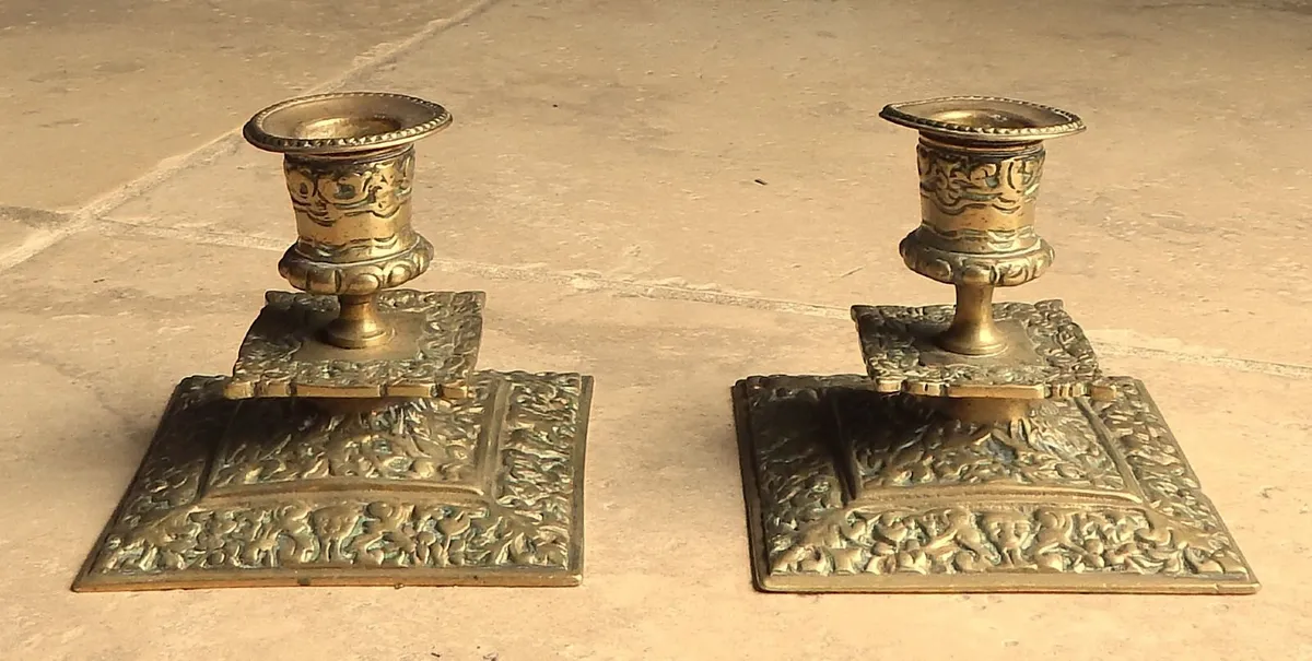 Pair of Vintage Solid Brass Candlesticks - Image 2