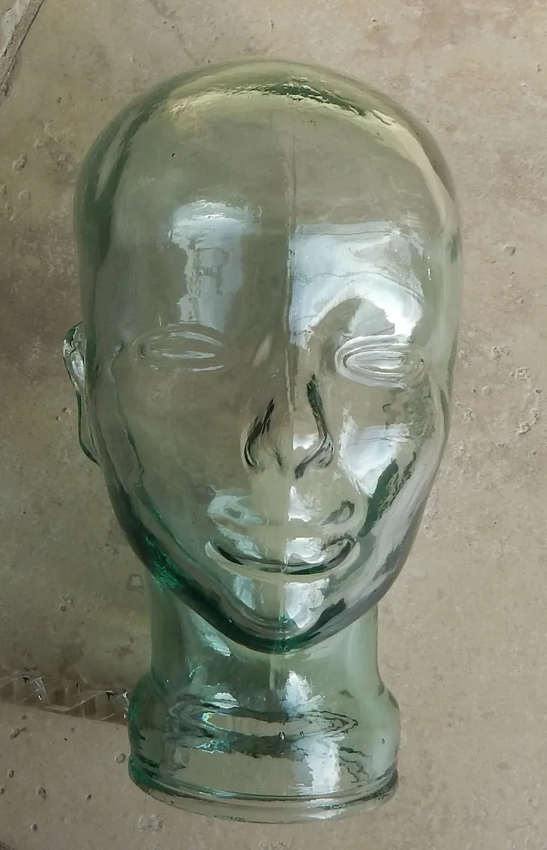 Clear Glass with Green Tint Display Mannequin Head - Image 1