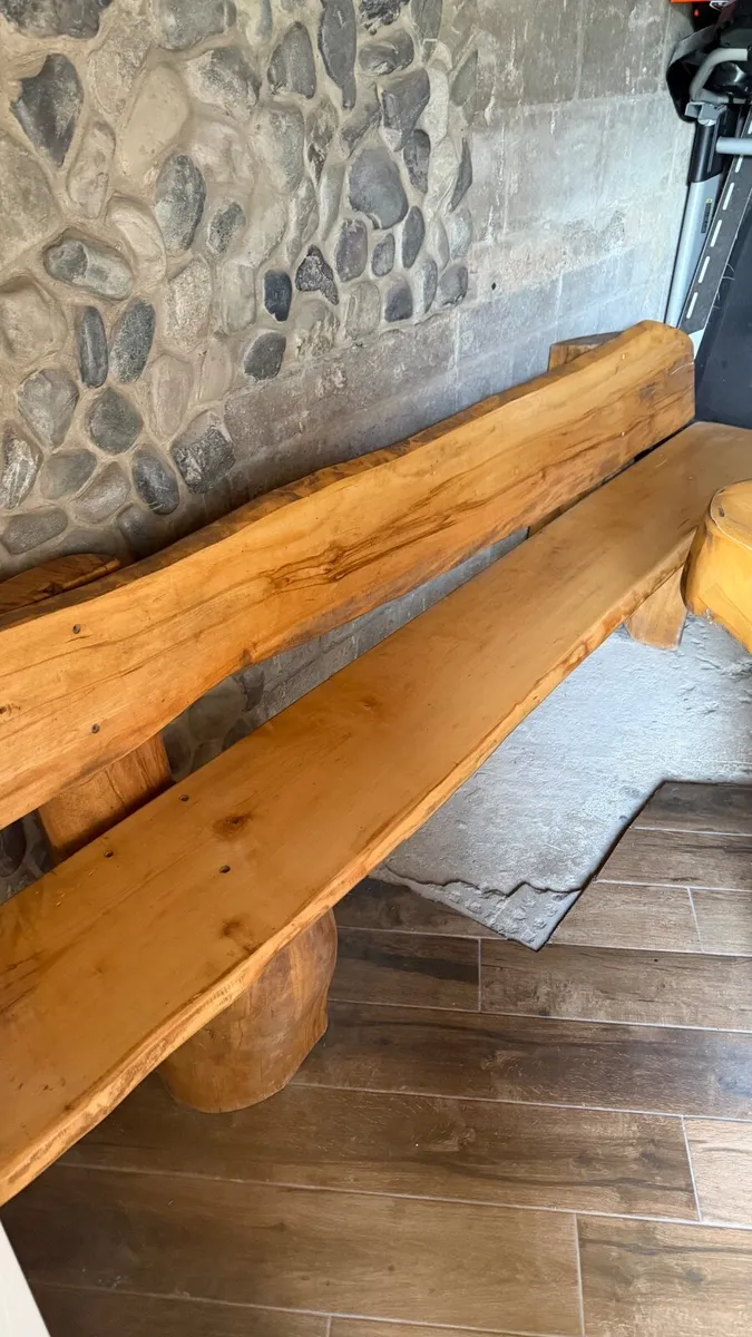 Solid wood table and benches - Image 4