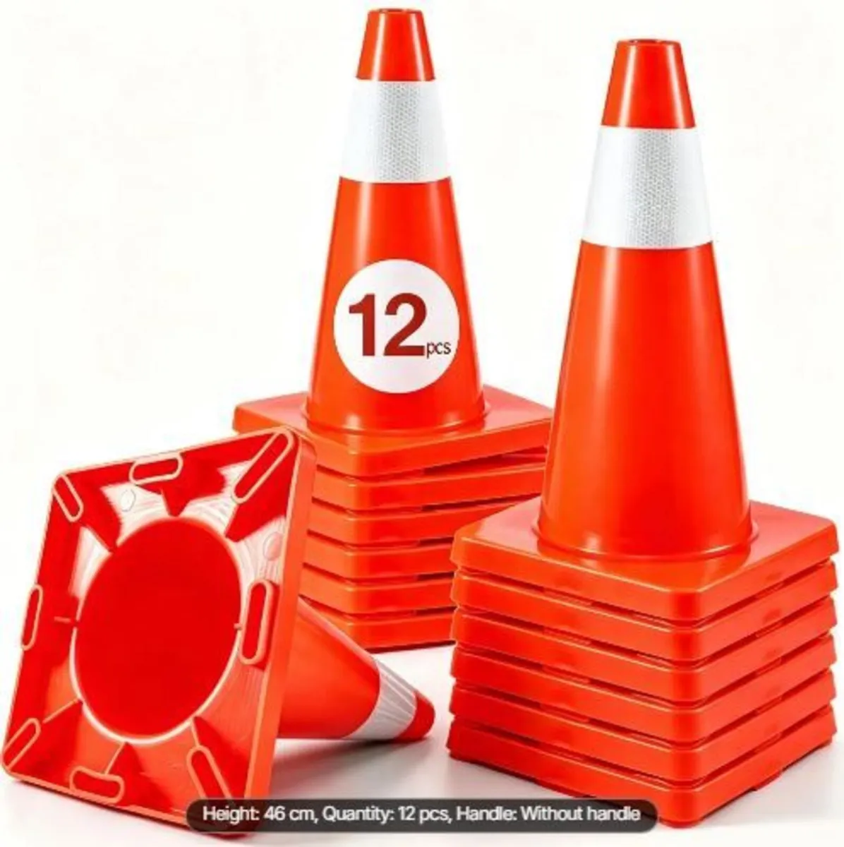 12Pack 18" Traffic Cones, Safety Road - Image 4
