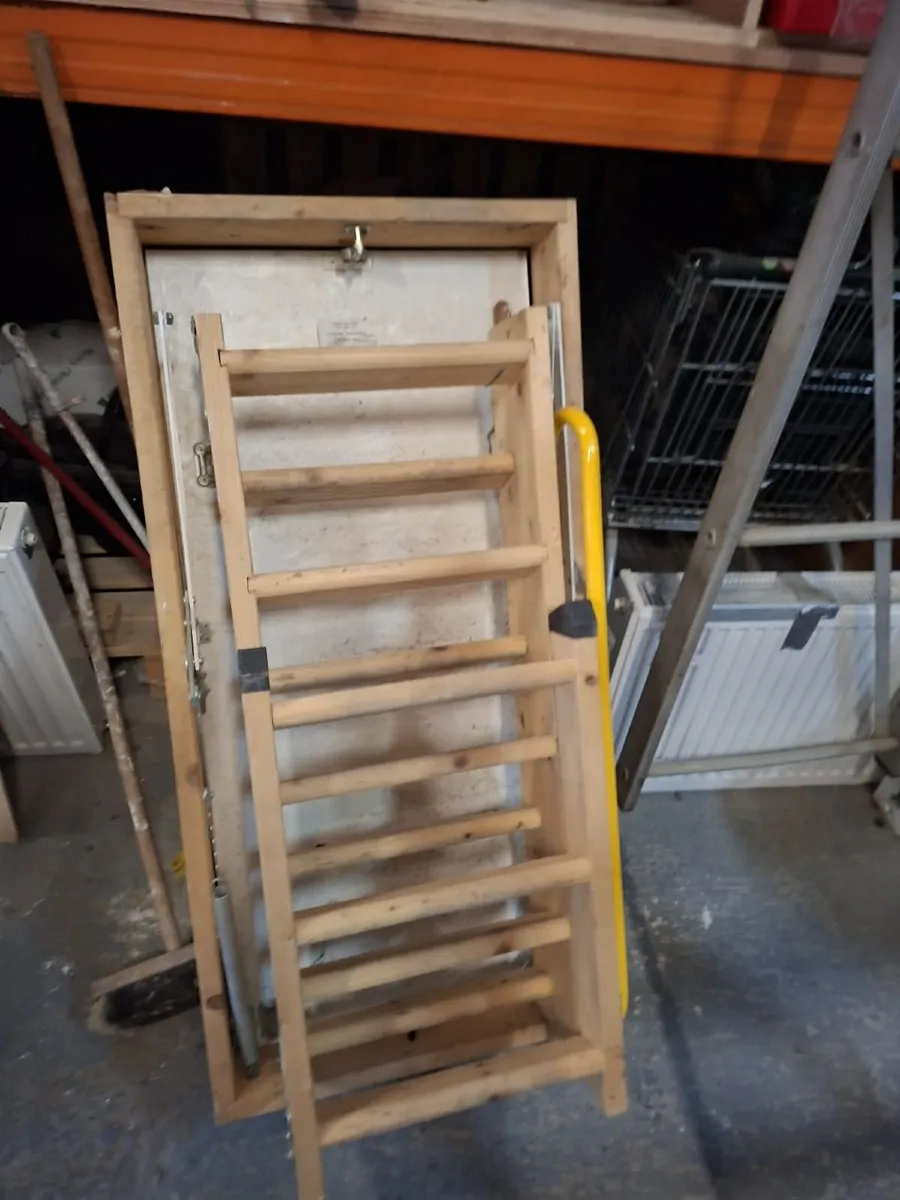 Wooden folding attic ladder and hatch door - Image 1