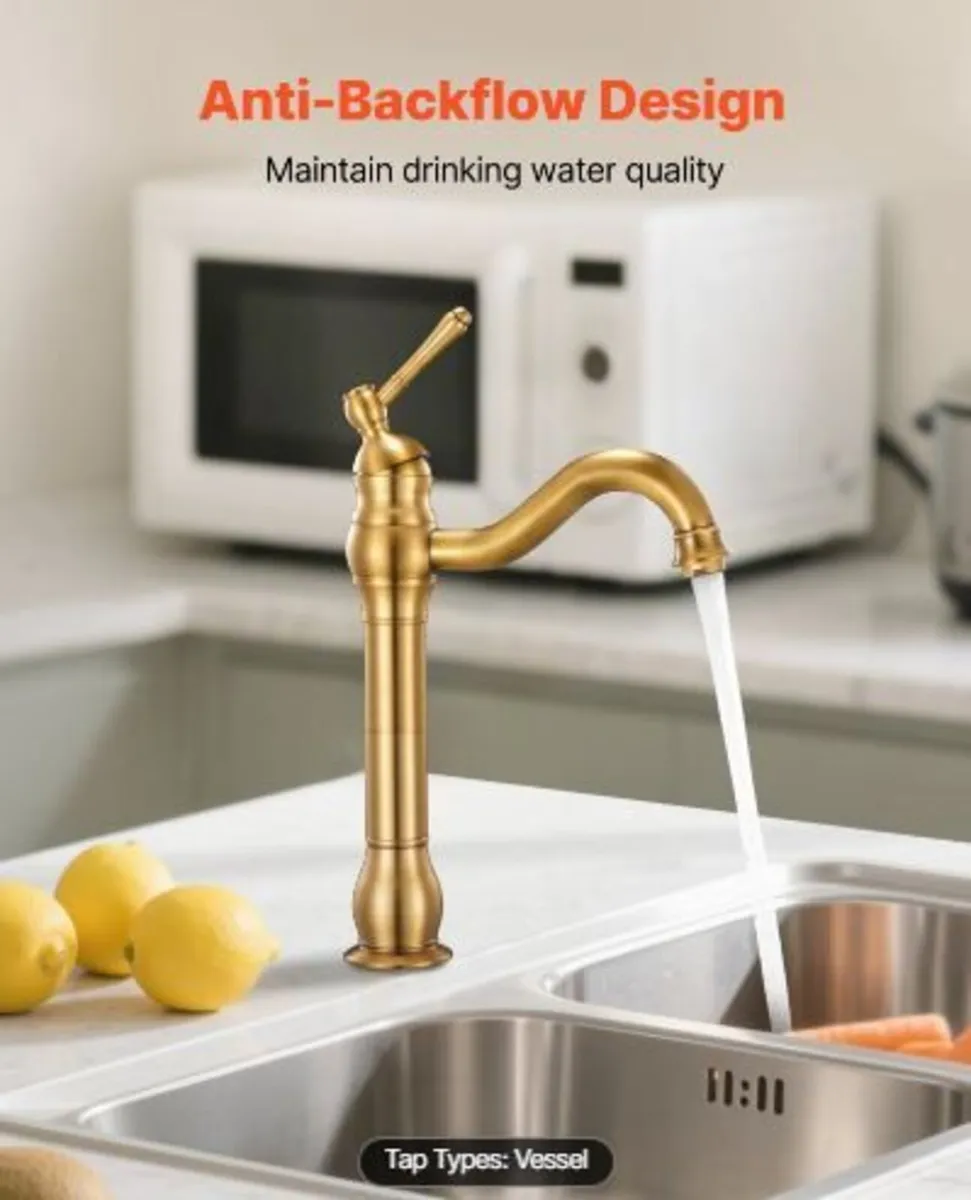 Single Handle Sink Faucet, Solid Brass Single - Image 3
