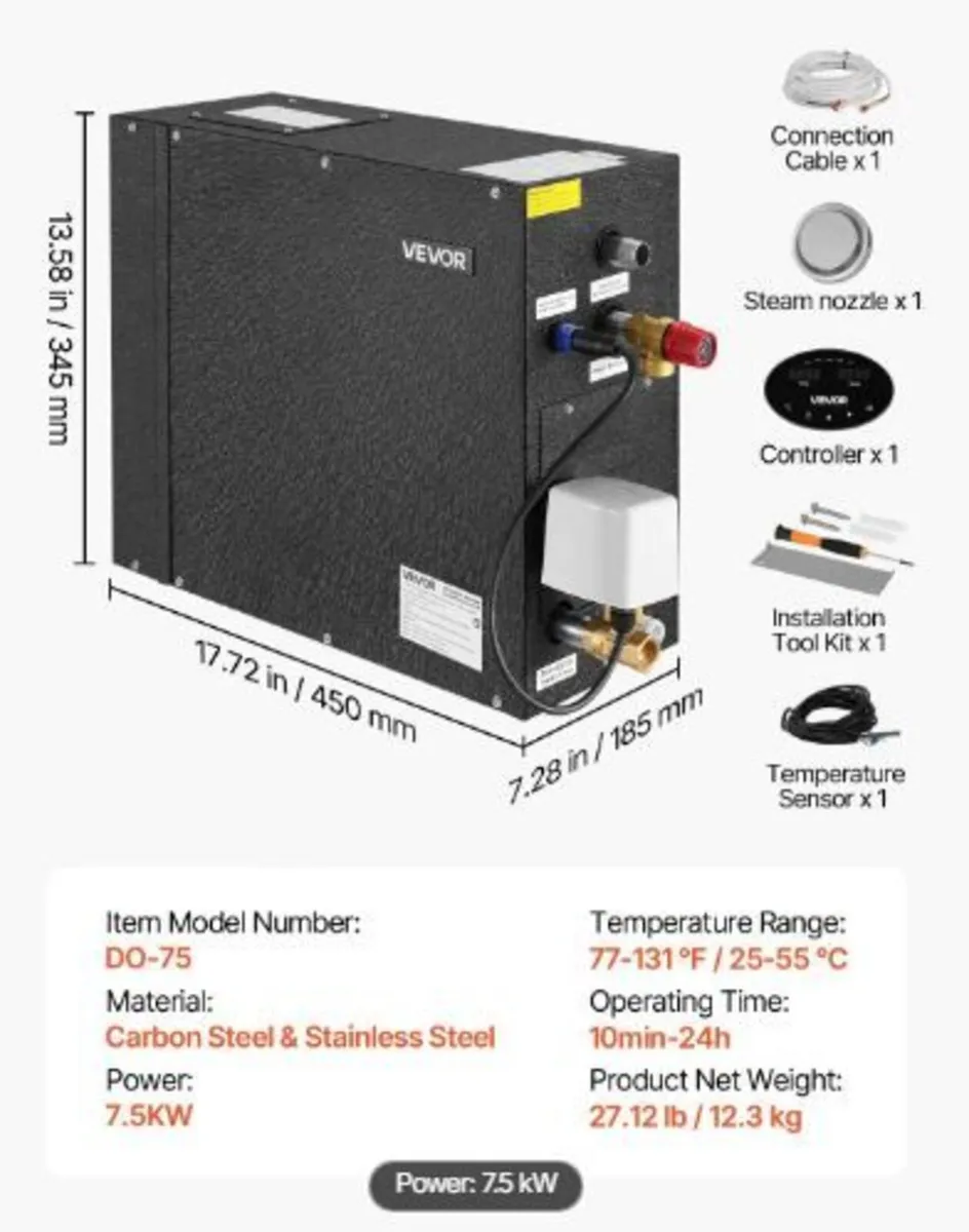 Steam Generator, 7.5 kW Steam Shower System - Image 2