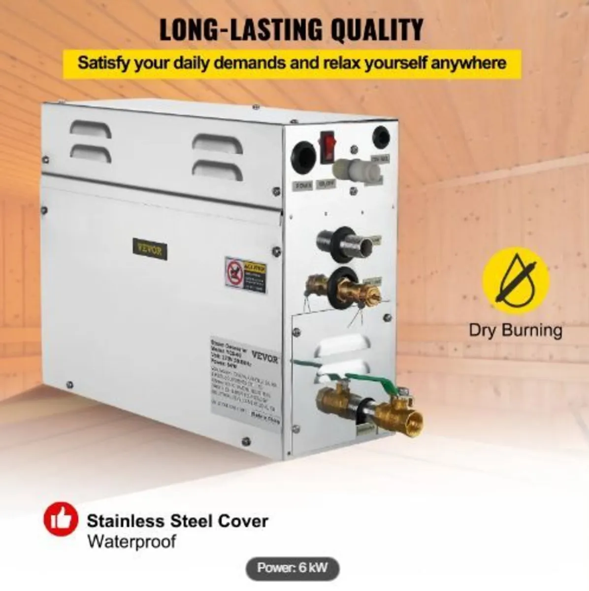 6KW Sauna Bath Steamer with LED Digital - Image 1