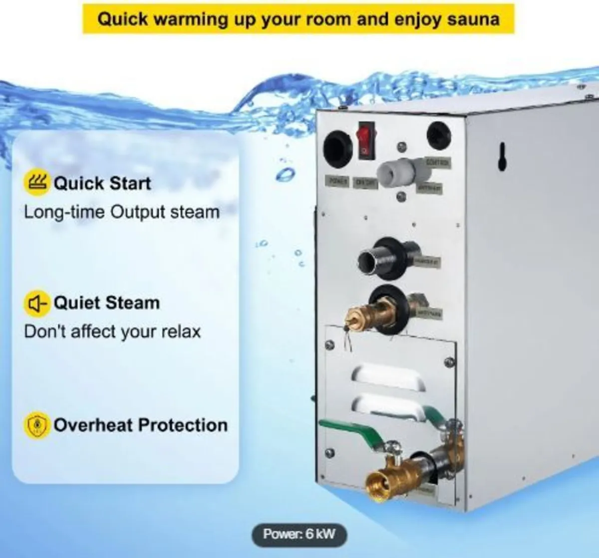 6KW Sauna Bath Steamer with LED Digital - Image 2