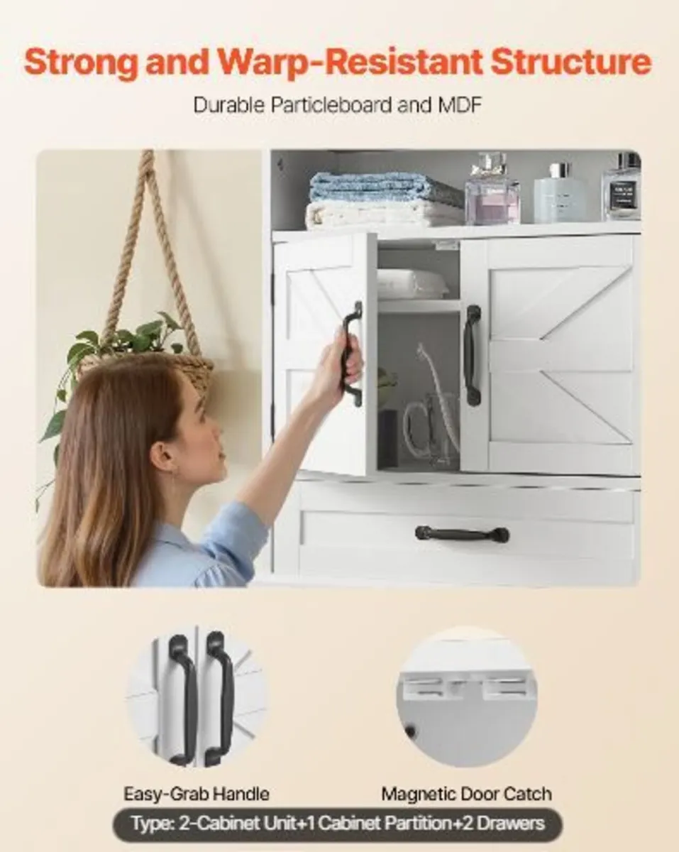 Bathroom Wall Cabinet, 2 Doors & Adjustable - Image 2