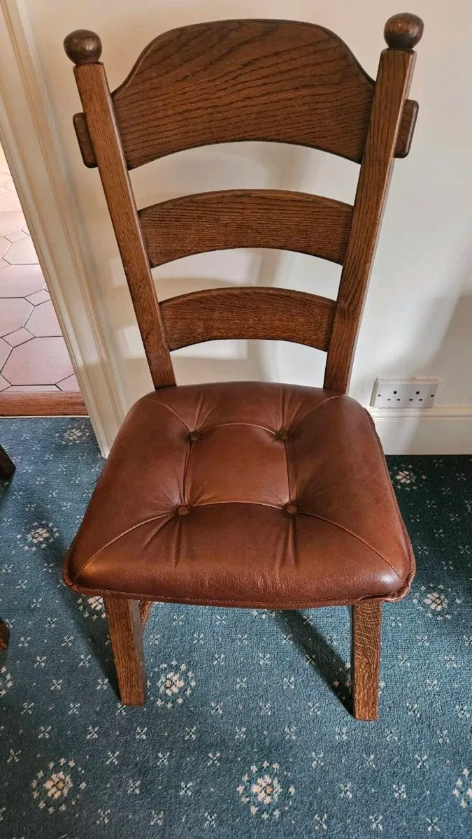 6x solid oak hardwood dining chairs - Image 1