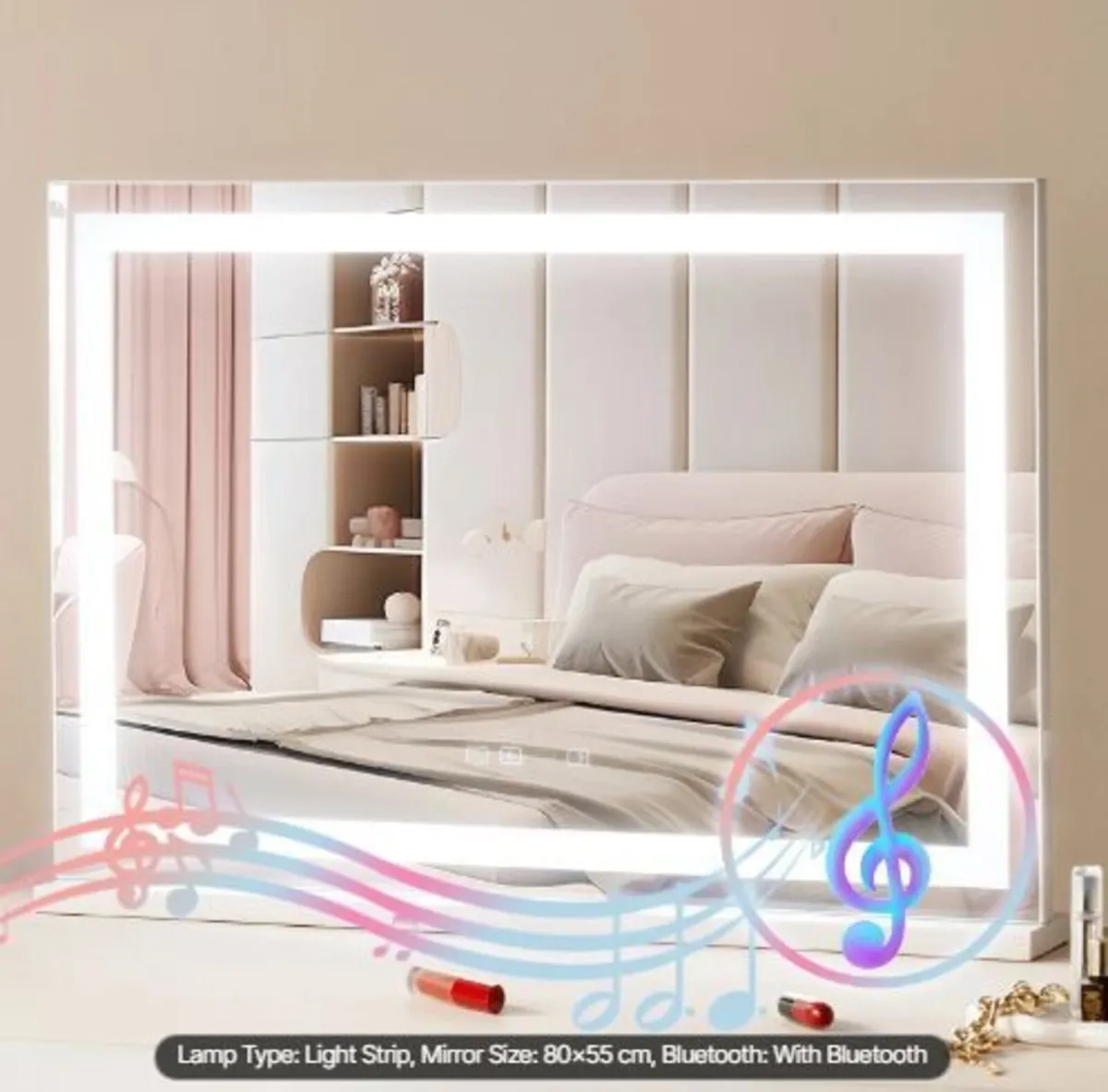 Lighted Makeup Mirror 3 Color w/ Bluetooth - Image 2