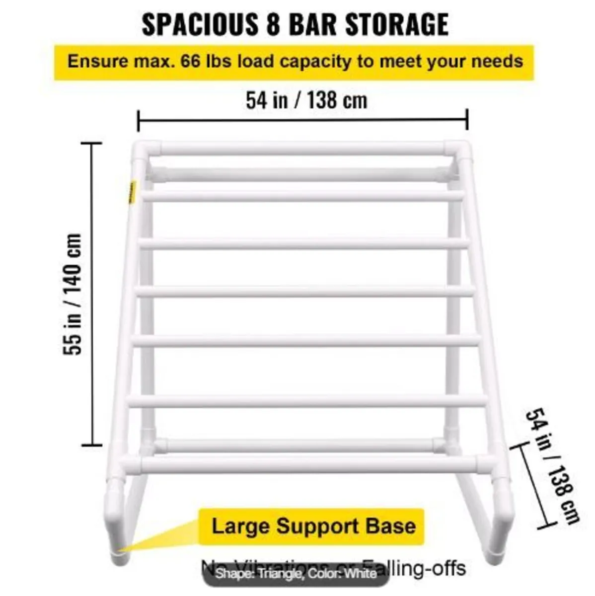 Pool Towel Rack, 8 Bar, White - Image 1