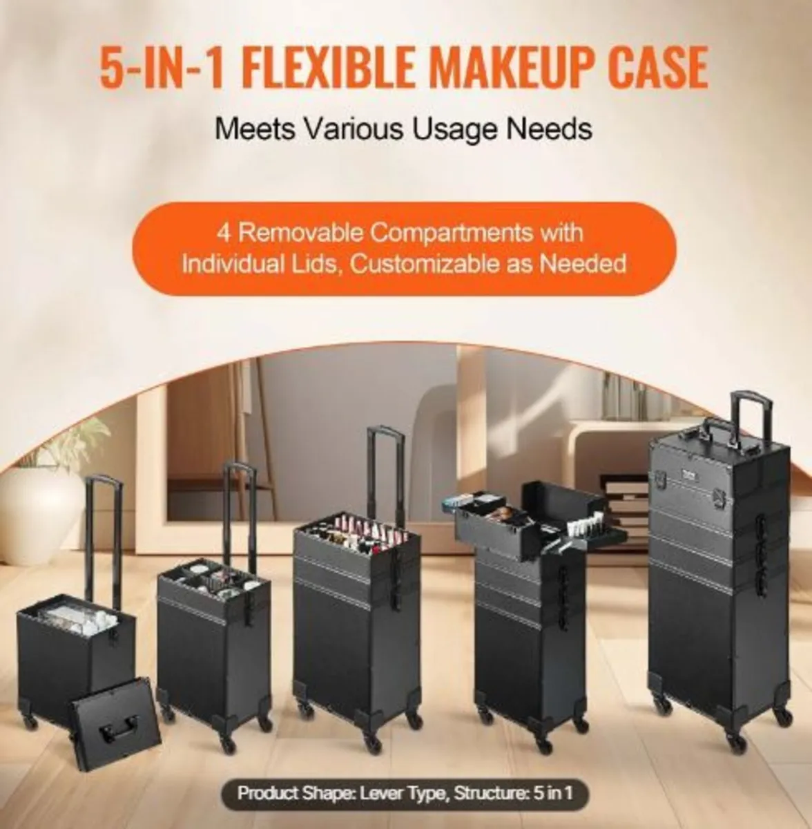 5 in 1 Professional Makeup Train Case - Image 1