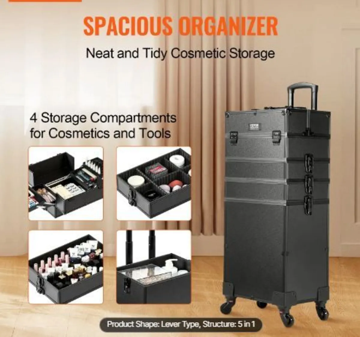 5 in 1 Professional Makeup Train Case - Image 3