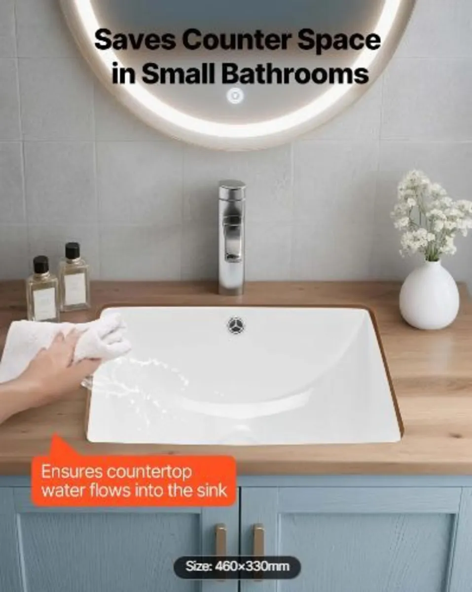 Undermount Bathroom Sink, 460 x 330 mm - Image 2